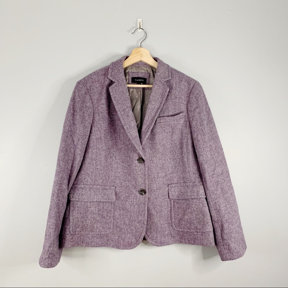Talbots Wool Blend Professional Blazer Jacket Micro Chevron